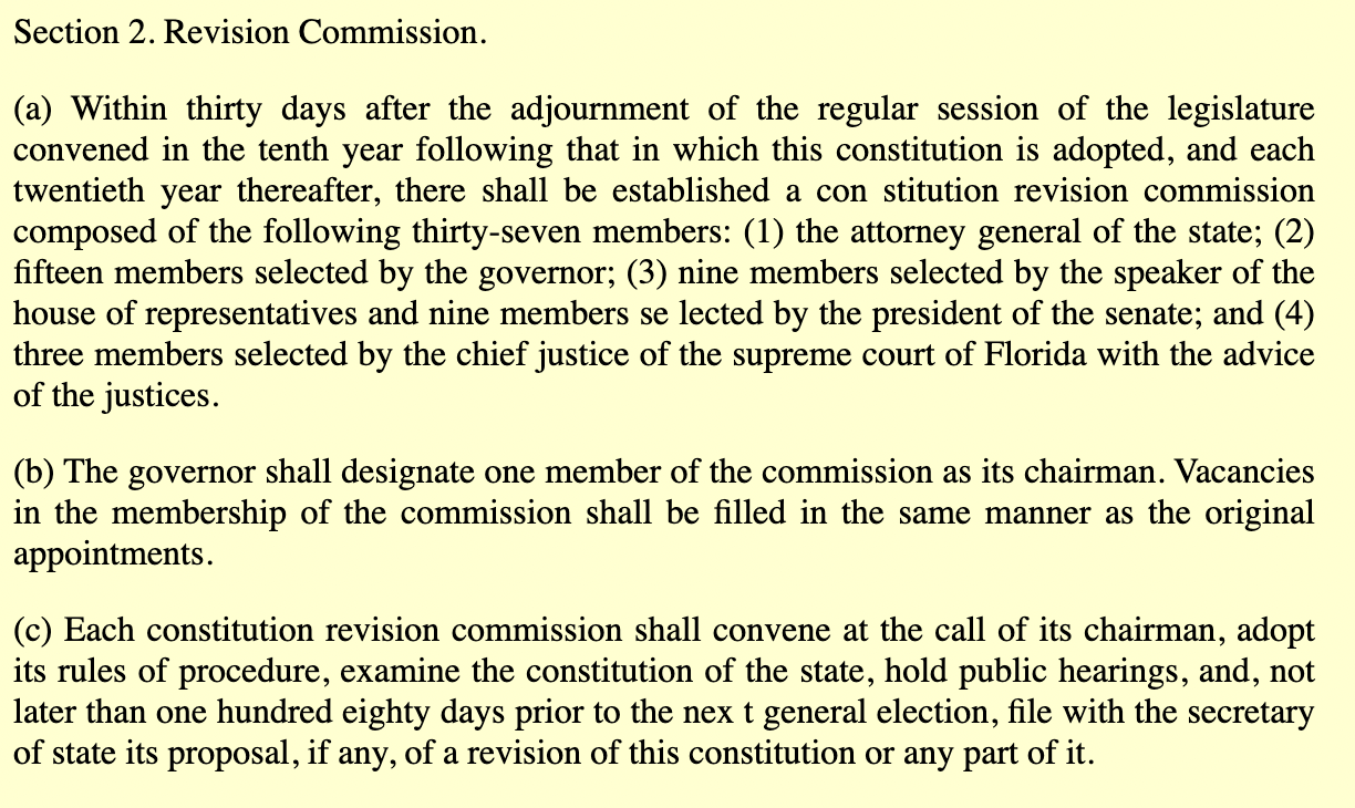 Florida 1968 Constitution Article XI Section 2