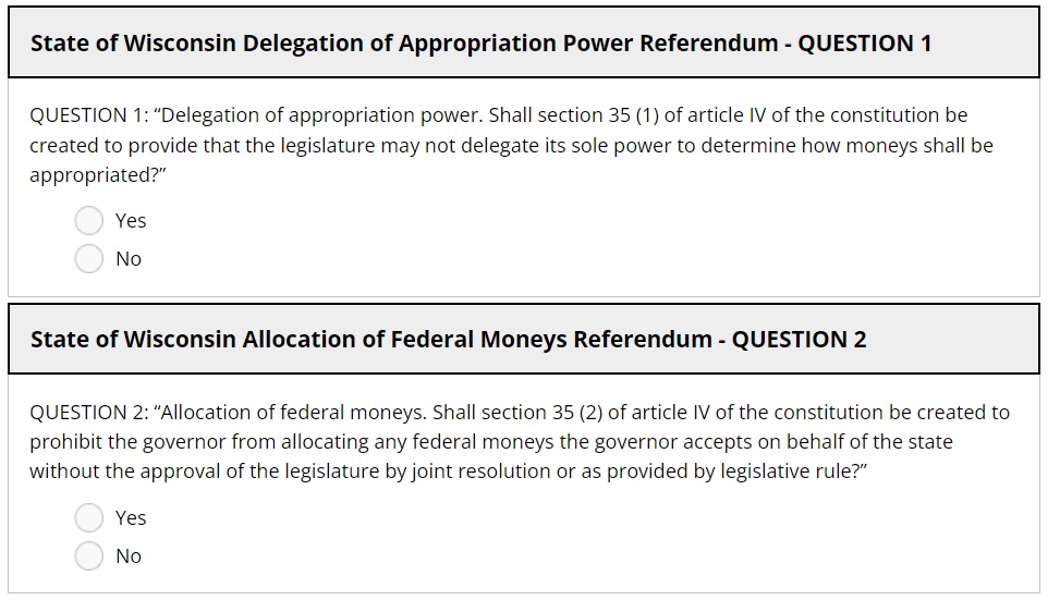 Get Out and Vote First Ever WI Constitutional Questions on Primary